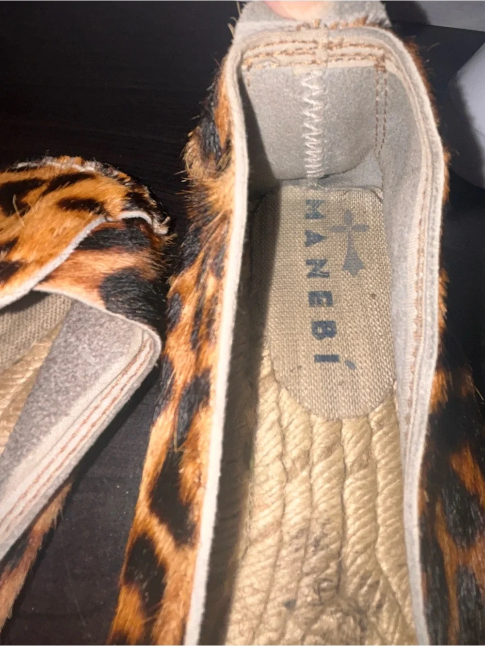 Manebi calf hair leopard‎ print espadrille women’s size 39/8.5